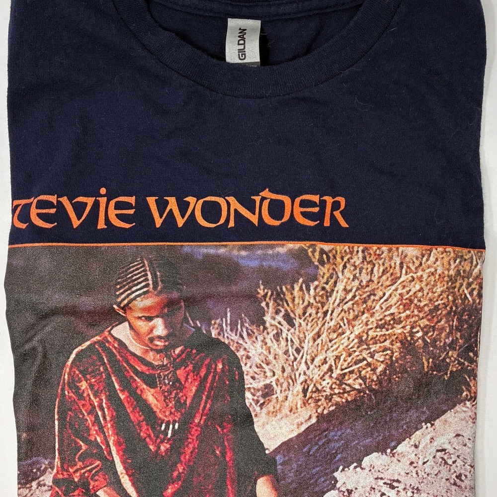 Gildan Navy Blue Stevie Wonder Graphic Tee